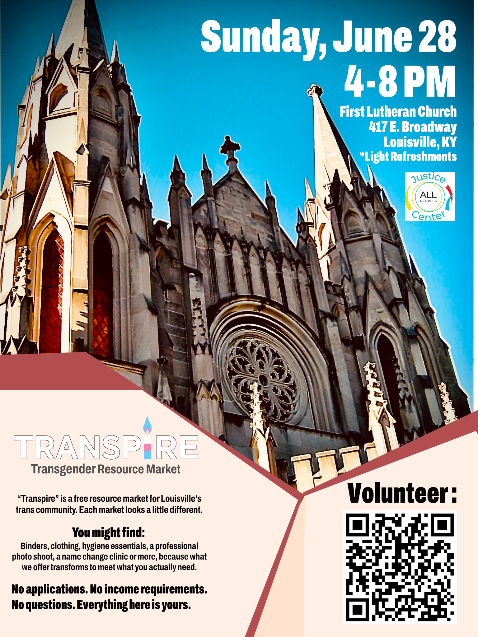 Volunteer recruitment flyer with QR code